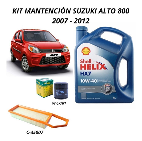 Kit Mantención Suzuki Alto 800 2007 - 2012 10w40