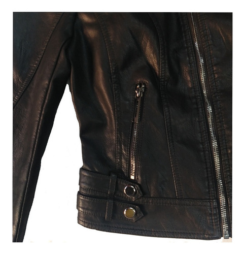 Imagen 8 de 10 de Chamarra Vinipiel Biker Dama