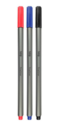 Marcador Artístico Fineliner 0,4mm Com 3 Cores Keep - Mr055