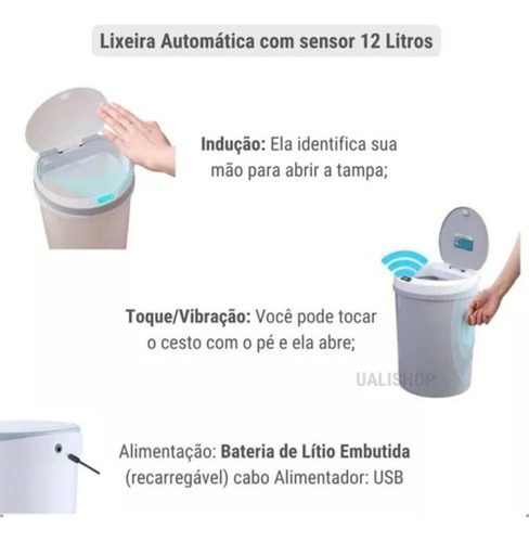Lixeira Automática 12l Com Sensor Lk-2112