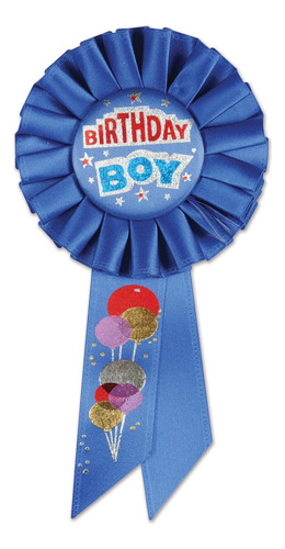 Beistle Boy Blue Rosette Birthday Party Supplies, 3.25 X 6.5