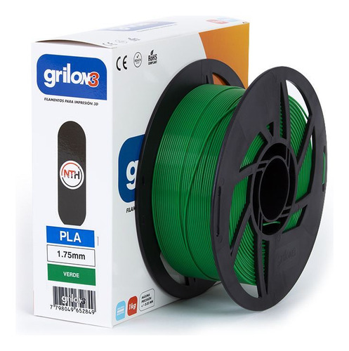 Filamento 3D PLA Grilon3 de 1.75mm y 1kg verde