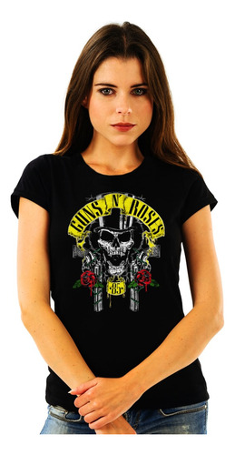 Polera Mujer Guns N Roses Skull 85 Rock Impresión Directa