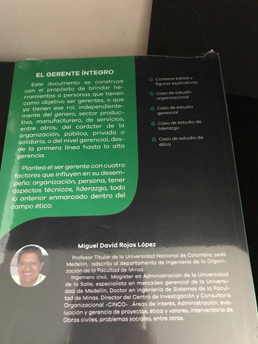 El Gerente Íntegro: El Gerente Íntegro, De Miguel David Rojas López. Editorial Ediciones De La U, Tapa Blanda, Edición 1 En Español, 2023