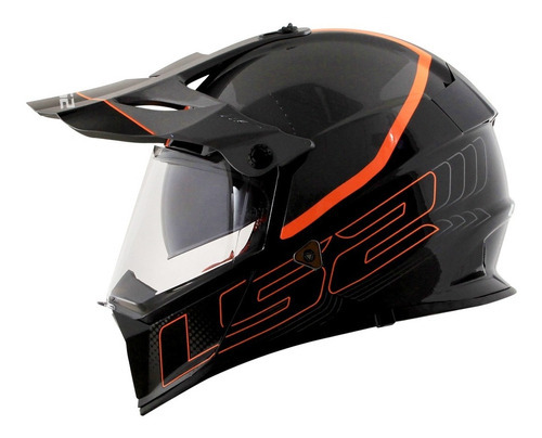 Capacete Ls2 Mx436 Pioneer Element Preto Brilho Titanium Tamanho do capacete 56