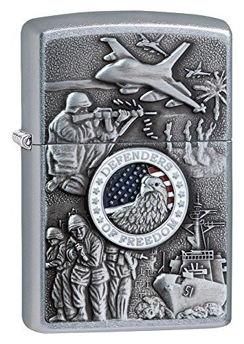 Zippo Defenders Of Freedom Emblem Pocket Lighter, Street Chr