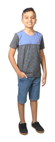 Kit C 2 Conjuntos Menino  Masculina Camiseta E Bermuda Jeans