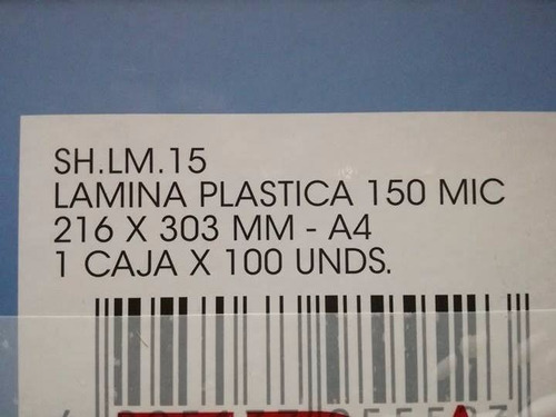 Laminas A4 Plastificado #6 Plasticos 150 Mic Micas 216x303mm