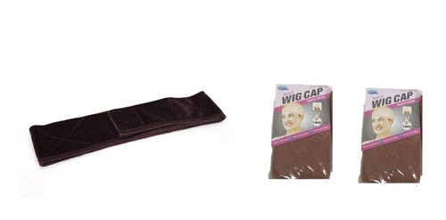 Kit 1 Faixa Hair Grip + 2 Wig Cap Touca Fina Para Peruca Wig