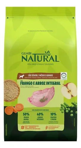Ração Guabi Natural Cão Sênior Médio/gde Frango E Arroz 12kg
