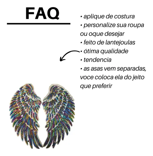 Aplique Para Costura Asas Com Lantejoula Frutacor Premium
