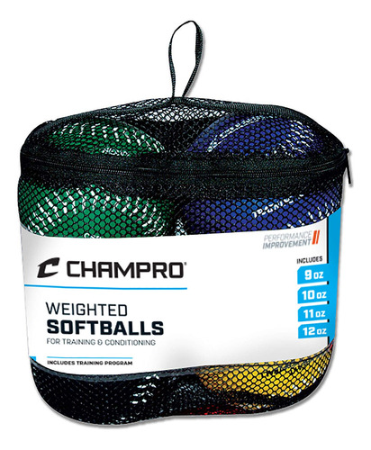 Champro Juego De 4 Softbol De Entrenamiento, (verde/amarillo