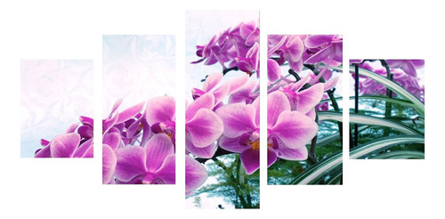 A Juego De 5 Cuadros Modernos De Lienzo, Diseño De Orquídeas