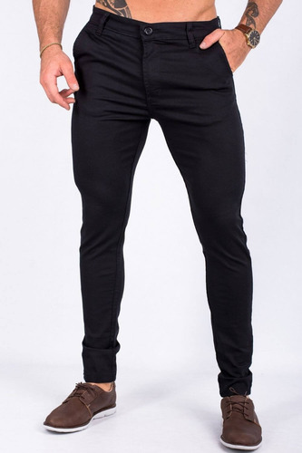 Pantalones Corte Chino Chupin De Gabardina Para Hombre