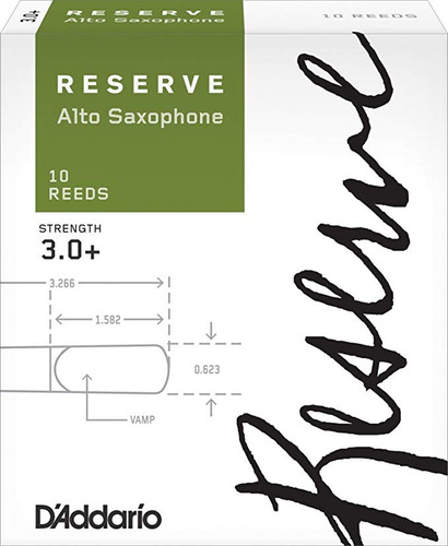 D'addario Reserva Saxofón Del Alto Cañas, Fuerza 3.0+, 10-pa