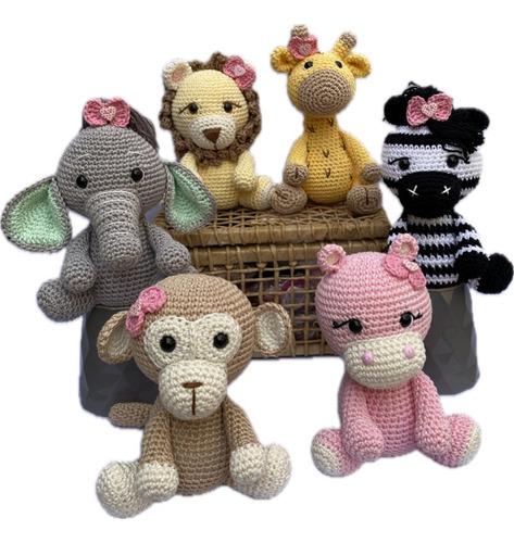 Safári Beby Menina Em Amigurumi Decoração Infantil 