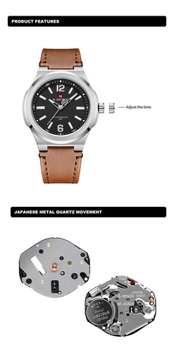 Reloj De Pulsera Deportivo Casual Con Correa De Piel Navifor