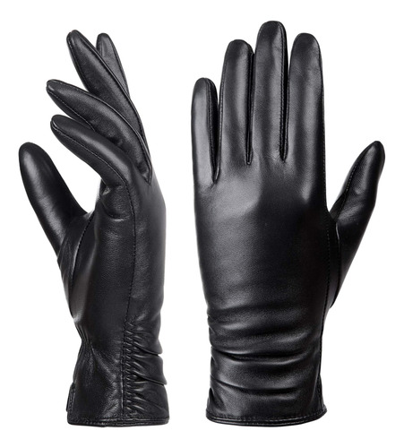 Guantes De Invierno Para Mujer De Cuero Con Pantalla Táctil 