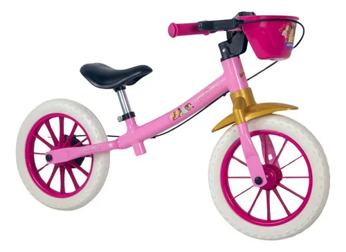 Bicicleta Equilibrio Rosa Sem Pedal Aro 12 Princesas Nathor
