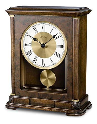 Bulova B1860 Vanderbilt Mantel Clock, Warm Walnut