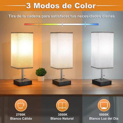 Luminárias De Mesa Led De 3 Cores Com Holofote E Usb-c