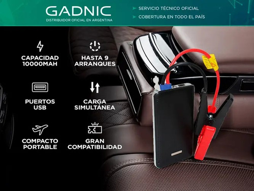 Jump Starter Gadnic Power Bank Autos Motos 10000 Mah Bateria