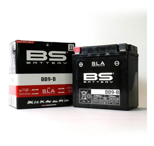 Batería Moto Bs 12 V 9.5 Ah 135x75x139 Bb9-b Yb9-b Sin Mant