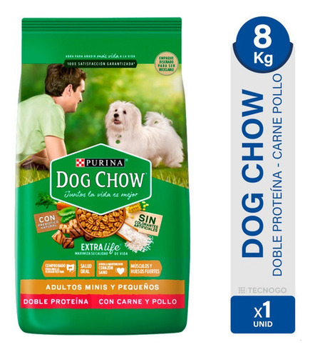 Alimento Perro Dog Chow Sin Colorante Adulto Mini Pequeño 8k