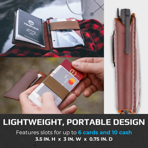 Trayvax Summit Notebook Wallet, Pequeño Tarjetero De Cuero Y