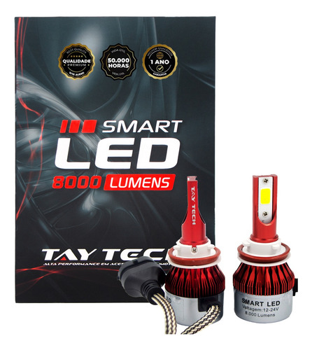 Lâmpada Tay Tech Ultra Led 8000 Lúmens 6000k H8 + Canceller