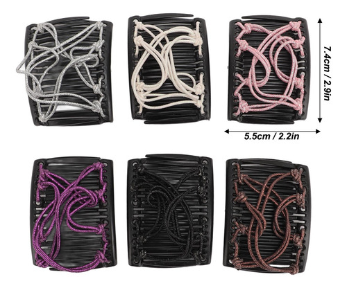 Pack De 6 Peinetas Elásticas Con Doble Clip Para Mujer