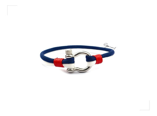 Pulsera Cordón Bicolor Grillete Acero Inoxidable By Thi Tur®