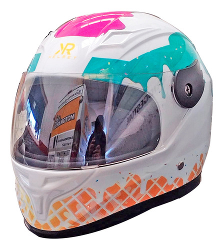 Casco Cerrado Infantil C/ Luz Brillante Diseño Helado T-l