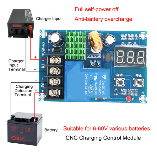 Módulo De Carregamento De Bateria Xh M604 Dc 6-60v Prote