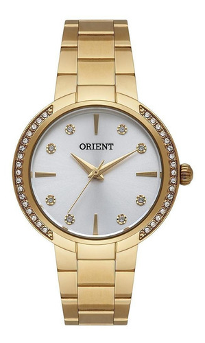 Relogio Orient Feminino Dourado Pequeno Cristais Fgss0172