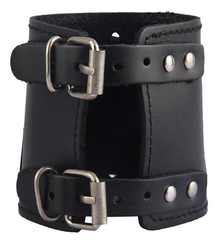 Muñequeras Y Brazalete De Cuero Gótico Punk Rock, 2 Unidades