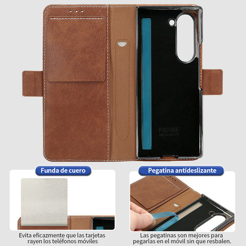 Funda De Piel Con Ranura Para Tarjetas Y Tapa Para Samsung Fold 5 6