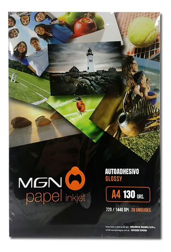 Papel Glossy Autoadhesivo A4 130 Gramos X 20 Hojas Brillante