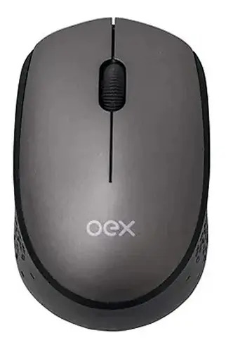 Mouse Sem Fio OEX MS409 Óptico USB 1200 DPI Cinza Ergonomico
