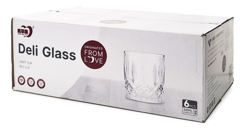 Set X 6 Vaso Vidrio Labrado Deli Glass 330 Ml Color Transparente