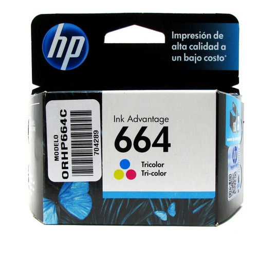 Imagen 2 de 3 de Pack 2 Cartuchos Hp 664 Negro, Color F6v29al Ink Advantage