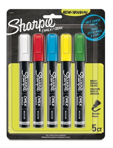 Set 5 Marcadores Tiza Sharpie Chalk Para Pizarra Y Vidrio