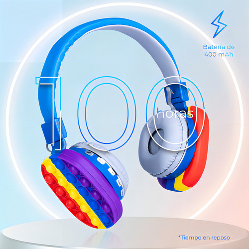 Audífonos Bluetooth Sonido Estéreo Diseño Pop It Color Azul