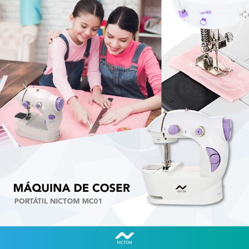 Imagen 2 de 6 de Máquina De Coser Nictom Mc01 Recta Portable
