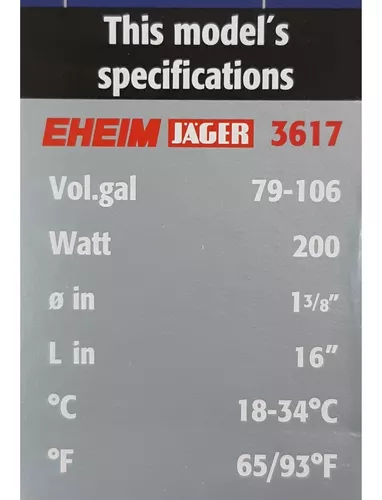 Calentador Eheim Jager 200 Watts Para Acuarios 300 A 400 Lts