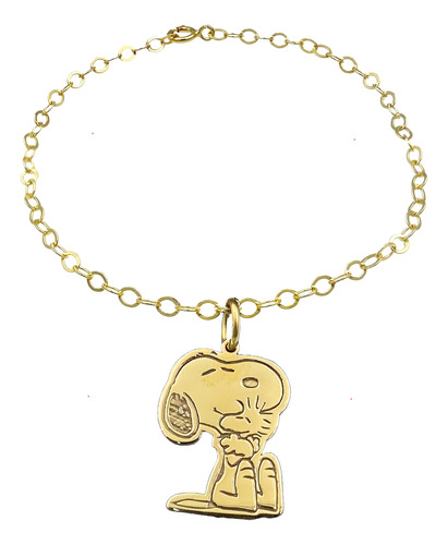 Pulsera Snoopy Sentado G Baño Oro 24k Plata 925 Envio