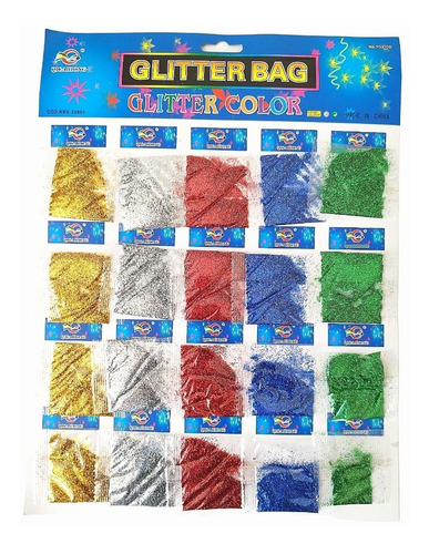 20 Bolsitas Escarcha Glitter Coloridos Manualidad Escolar 