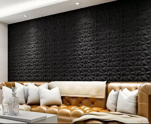 Panel Decorativo 3d Pvc 12 Pzs(3m2) Color Negro Mate Pickone - $ 900