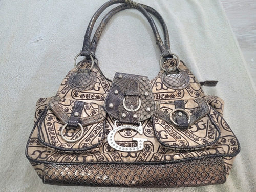 Cartera Marrón Y Beige Eco Cuero Con Errage G Forrada Ofe 