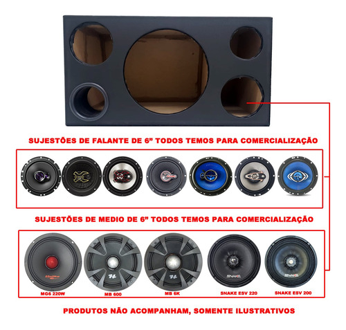 Caixa 4 Vias Vazia 12'' Driver Tweeter Médio 6 Trapézio 55l